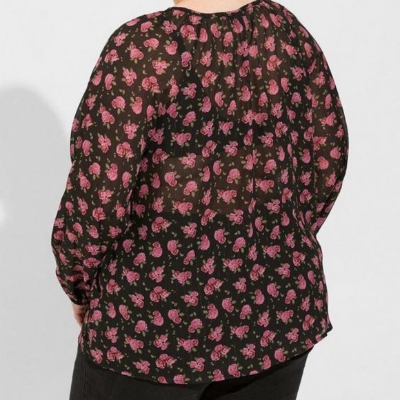 NWT TORRID Women's Plus Size Crinkle Chiffon Tie Front‎ Long Sleeve Top Size 2X - Picture 4 of 10